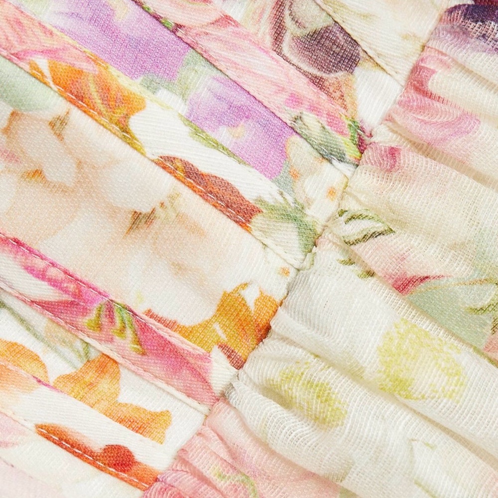 Zimmermann Floral A-Line Dress in Cream and Pink - Picture 4 of 10